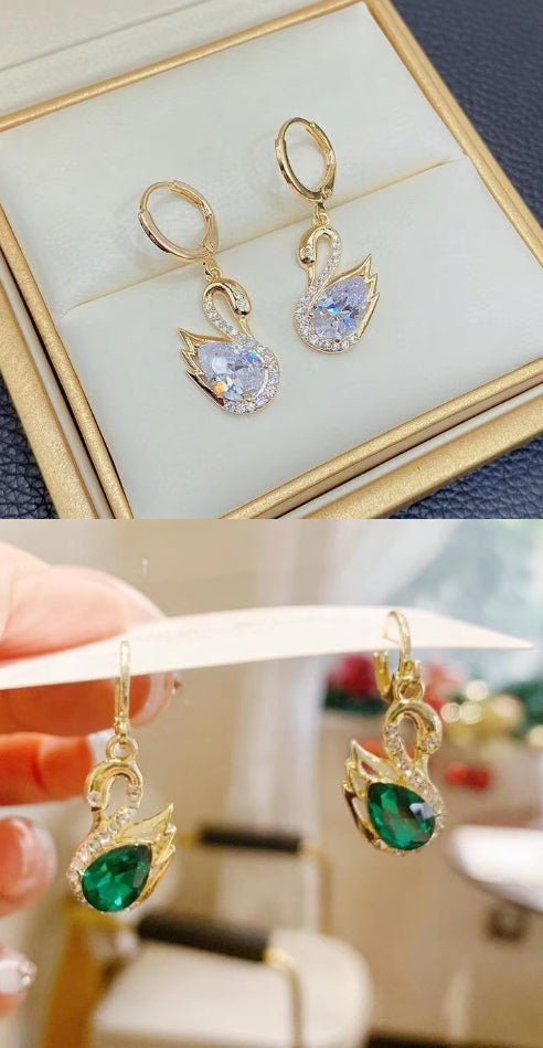 Sweet Rhinestone Swan Earrings for Women Jewelry — product view