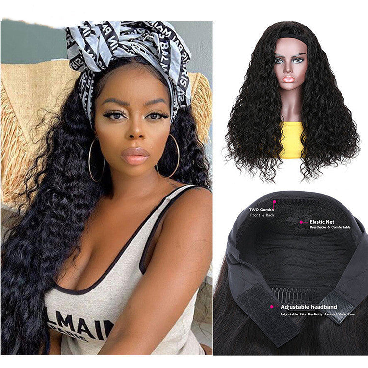 Brazilian Water Wave Headband Human Hair Wigs — alternate product view