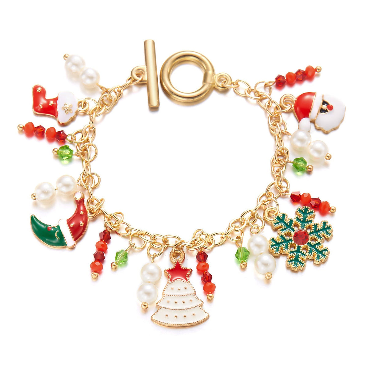 Personalized Christmas Bracelet Christmas Tree Santa Claus Pendant Bracelet for Women Jewelry — main product view