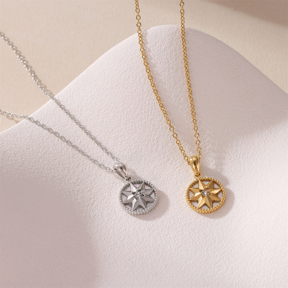 Lucky Compass Necklace Personalized Design Titanium Steel Pendant Jewelry for Women — main product view