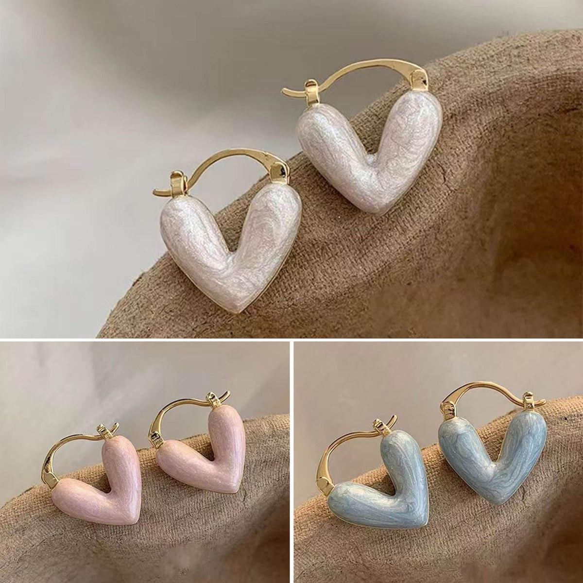 Heart Pendant Drop Earrings for Women Summer Trinket Jewelry Vacation Accessories Enamel Earring — alternate product view
