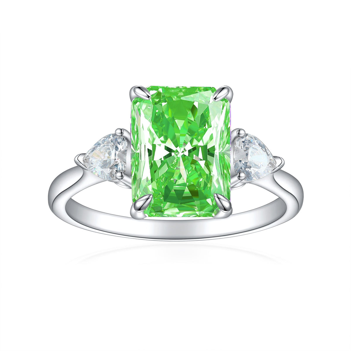 S925 Colorful Rectangular Rhinestone Ring Love Rings for Women Jewelry — product view