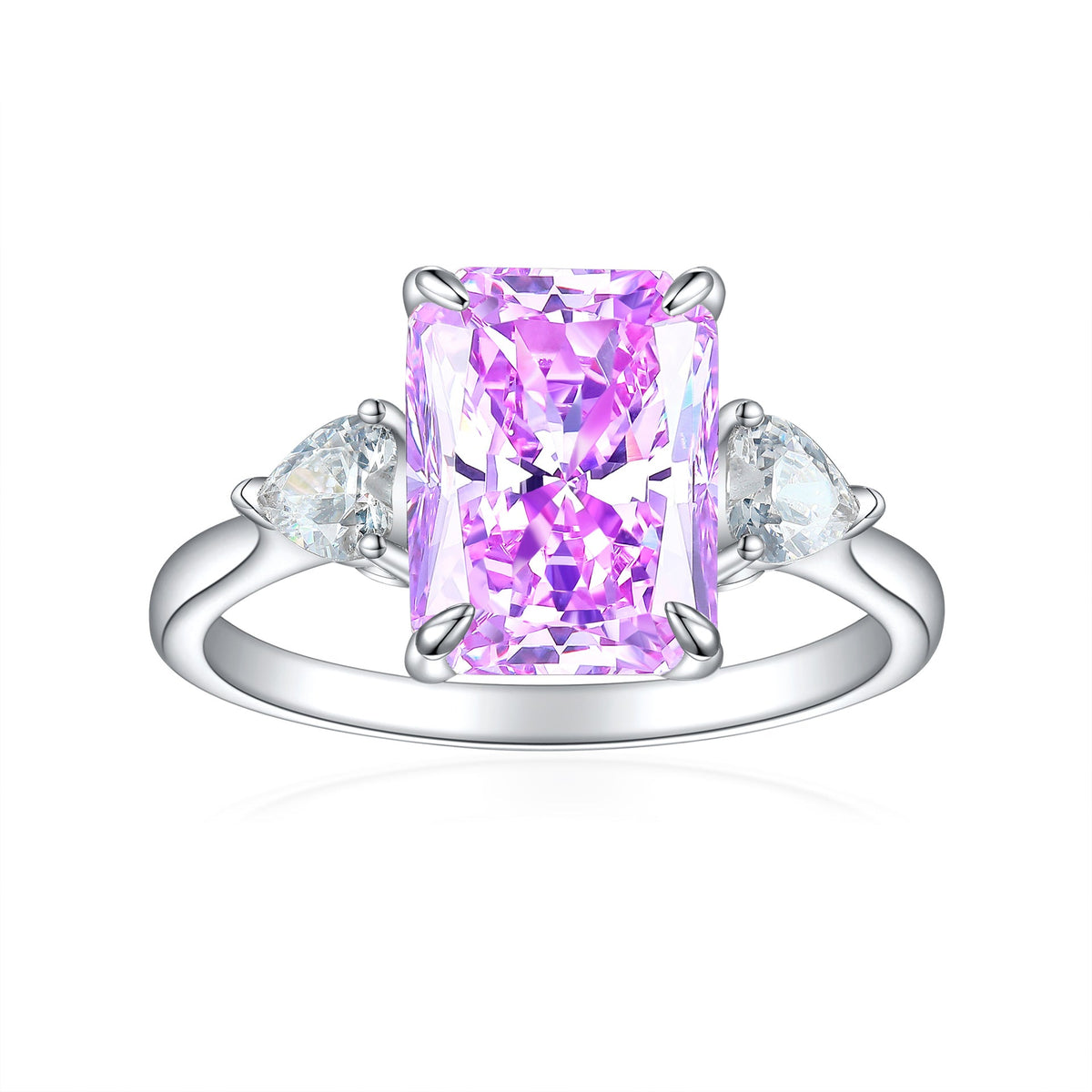 S925 Colorful Rectangular Rhinestone Ring Love Rings for Women Jewelry — detail view