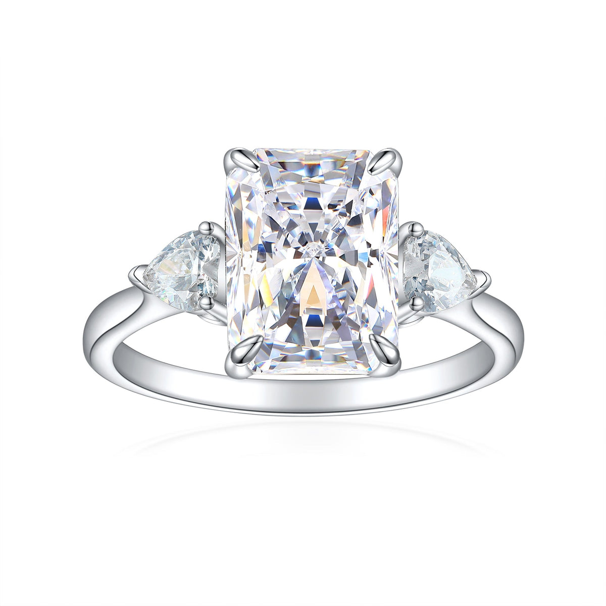 S925 Colorful Rectangular Rhinestone Ring Love Rings for Women Jewelry — main product view