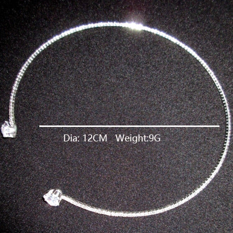 Rhinestone Heart Collar Choker Necklace for Women Silver Color Open Collar Necklace Torques Jewelry — additional product view