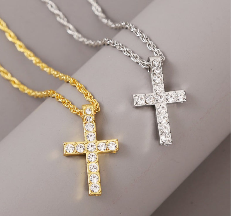 Cross Pendant Necklaces for Women Punk Hiphop Rope Chain On Neck Rapper Jewelry — main product view