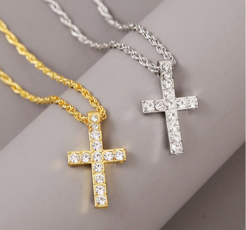 Cross Pendant Necklaces for Women Punk Hiphop Rope Chain On Neck Rapper Jewelry — main product view