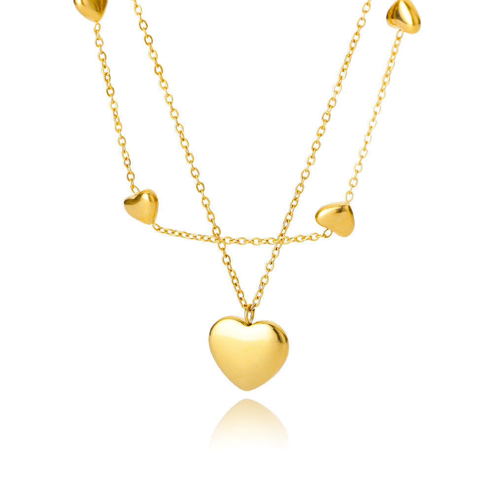 Multilayer Heart Pendant Necklaces for Women Stainless Steel Chain Choker Zircon Moon Star Necklace Jewelry — alternate detail