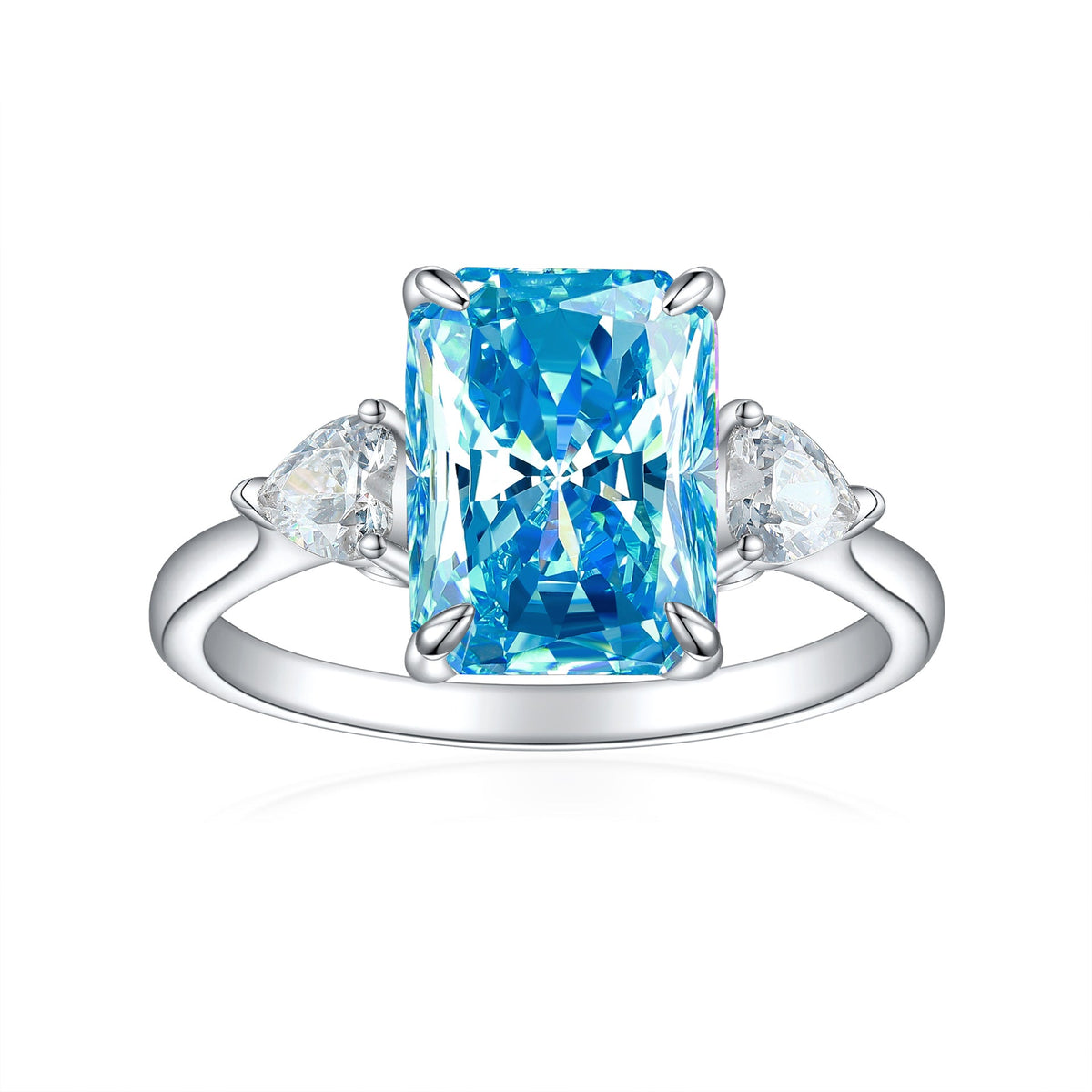 S925 Colorful Rectangular Rhinestone Ring Love Rings for Women Jewelry — main product view