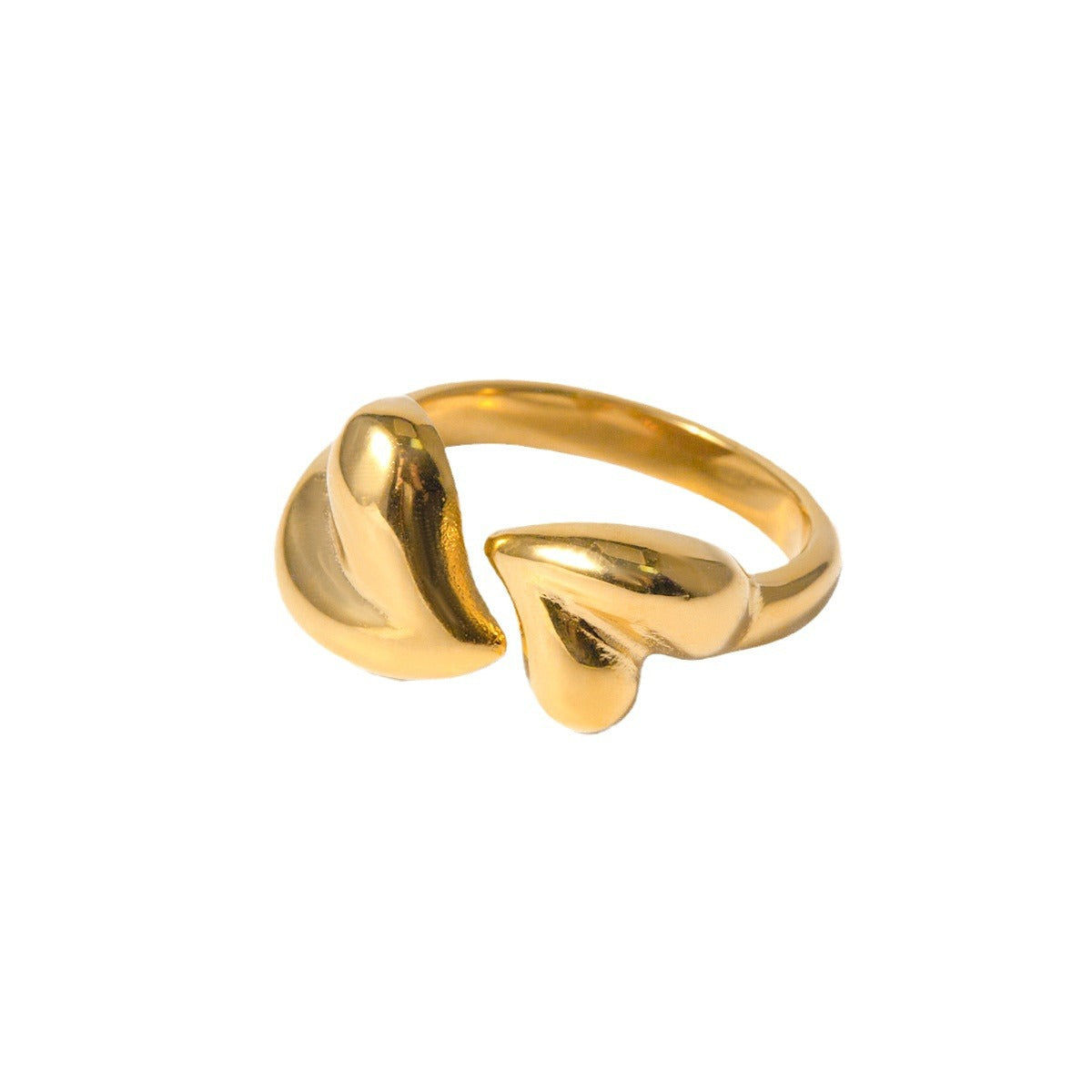 Stainless Steel Asymmetric Heart Shape Open Rings Jewelry for Women — product detail
