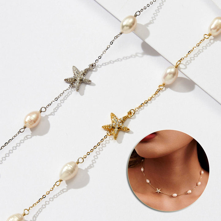 Sterling Silver Freshwater Pearl Starfish Beach Necklace Jewelry Women's Necklace for Women Party Jewelry — main product view