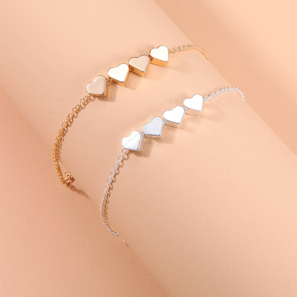 Korean Thin Chain Heart Bracelet for Women Birthday Party Jewelry — detail view