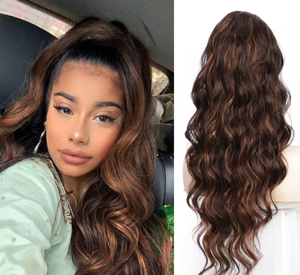 Wig Big Wave Drawstring Ponytail Matte High Temperature Silk Chemical Fiber Wig — detail view