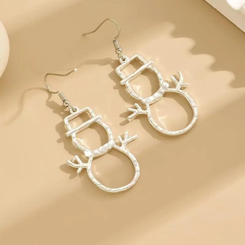 Personalized Snowman Earrings and Pendant Christmas Hollow Necklace for Women Jewelry — product detail