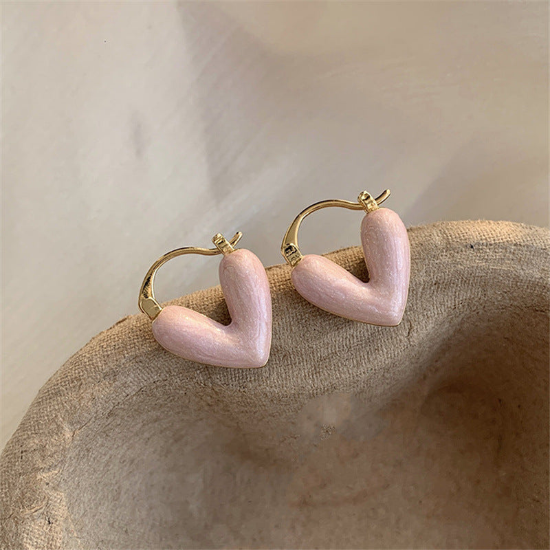 Heart Pendant Drop Earrings for Women Summer Trinket Jewelry Vacation Accessories Enamel Earring — additional product view