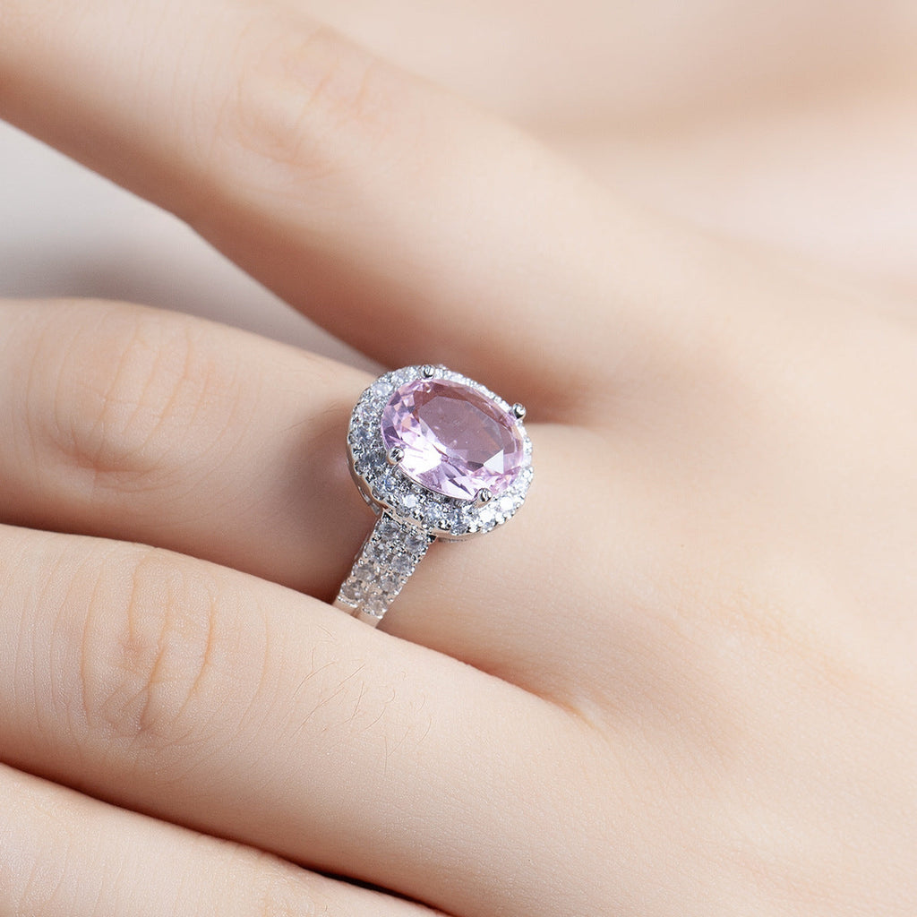 Oval Cut Crystal & Zircon Ring, European Style Zircon Jewelry for Women — main product view