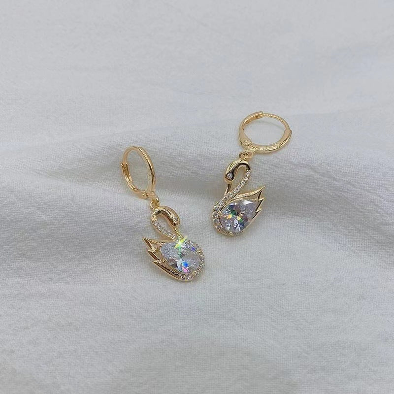 Sweet Rhinestone Swan Earrings for Women Jewelry — product detail