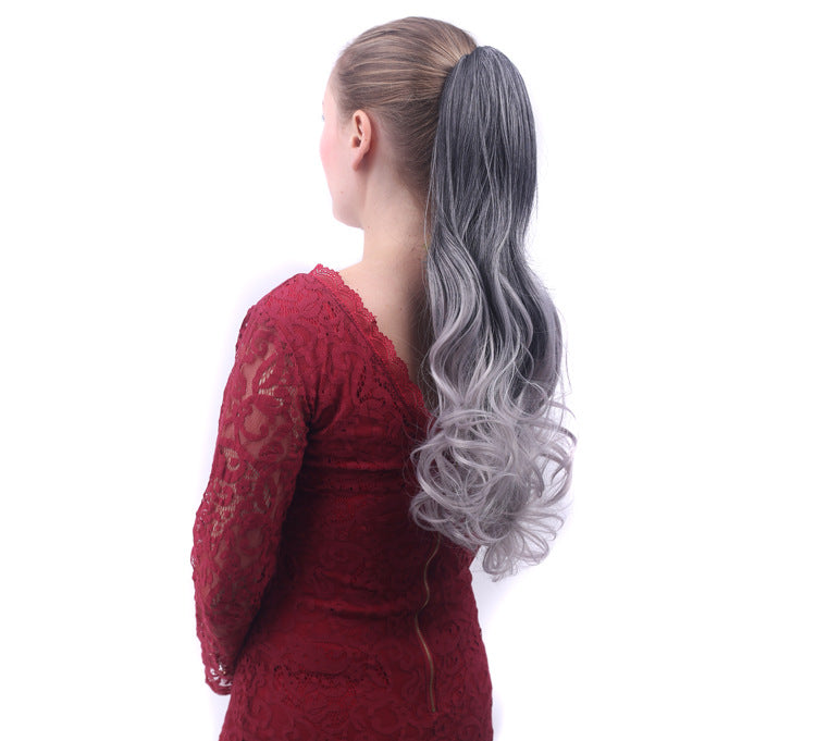 Colorful Gradient Color Clip Ponytail Wig — detail view