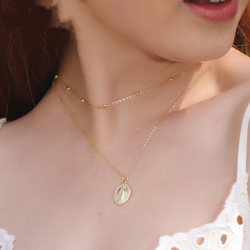 S925 Vintage Cameo Necklace Oval Necklace for Women Jewelry — detail view