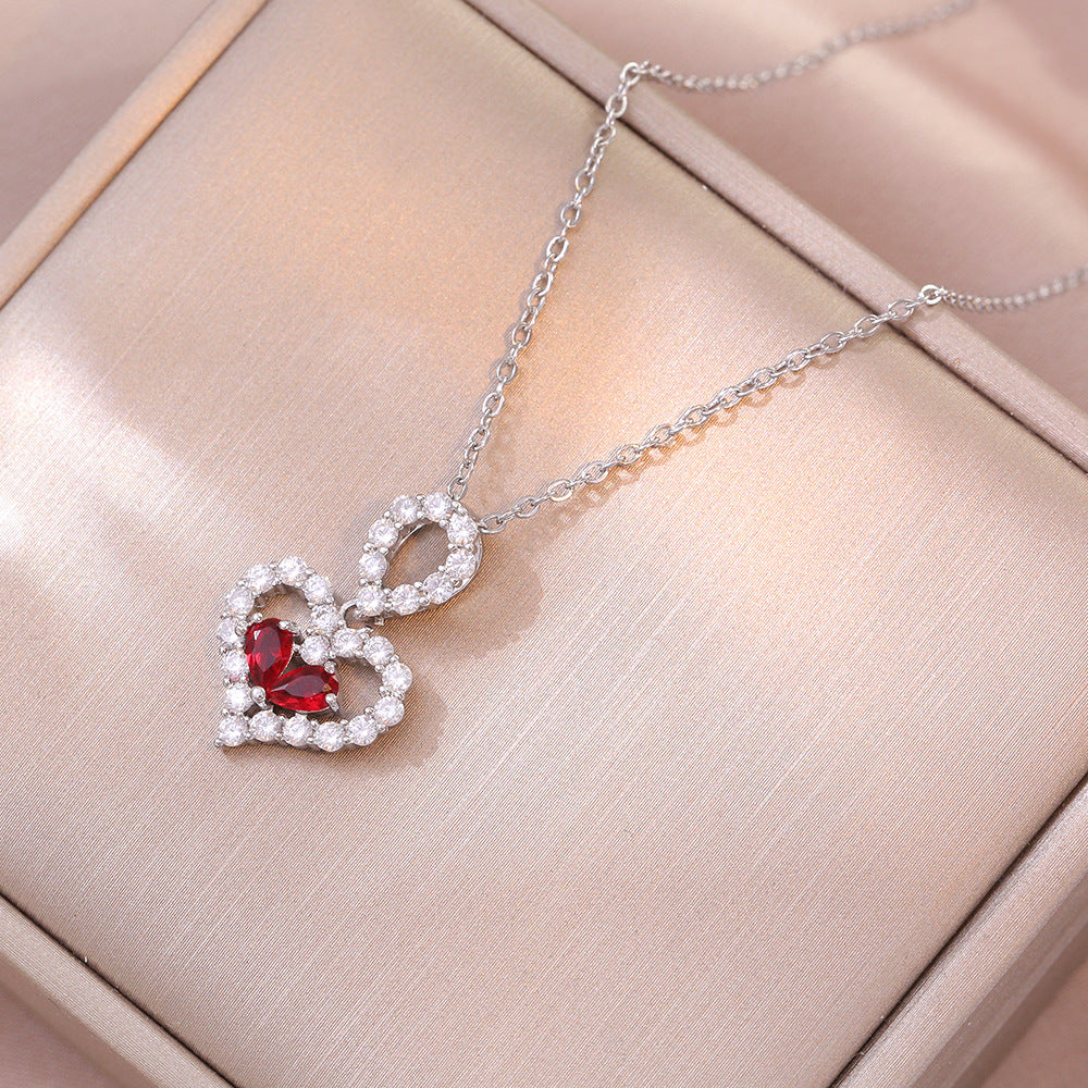 Exquisite Rhinestone Crystal Heart Pendants Necklaces for Women Jewelry — additional product view