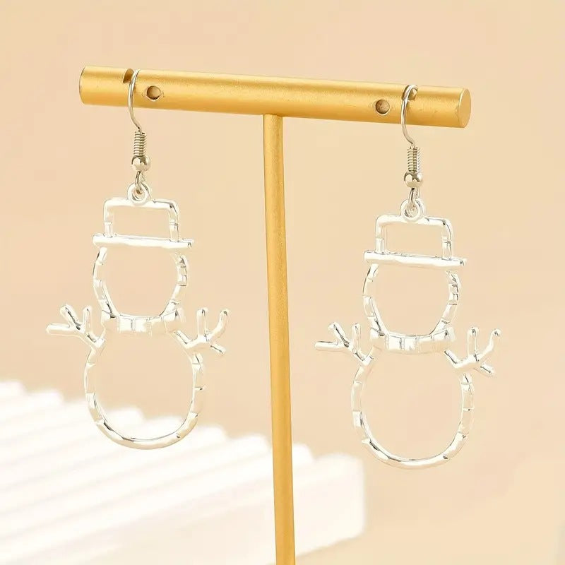 Personalized Snowman Earrings and Pendant Christmas Hollow Necklace for Women Jewelry — additional product view