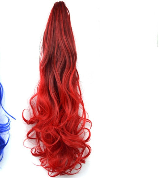 Colorful Gradient Color Clip Ponytail Wig — detail view