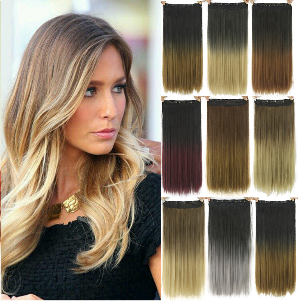 Dyed Gradual Straight Hair Clip Clip, Curtain T-color Hair Extension Piece — main product view