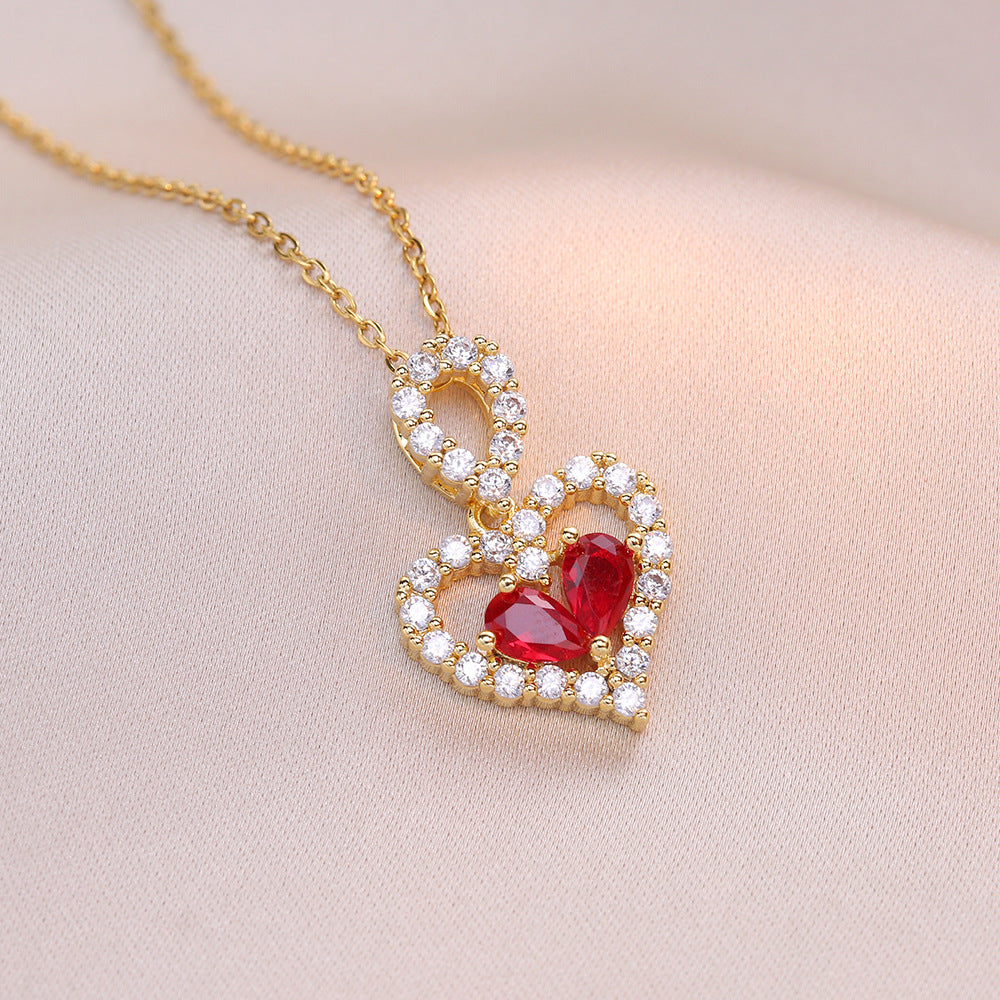 Exquisite Rhinestone Crystal Heart Pendants Necklaces for Women Jewelry — product detail
