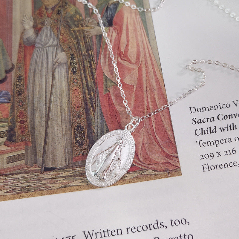 S925 Vintage Cameo Necklace Oval Necklace for Women Jewelry — product view
