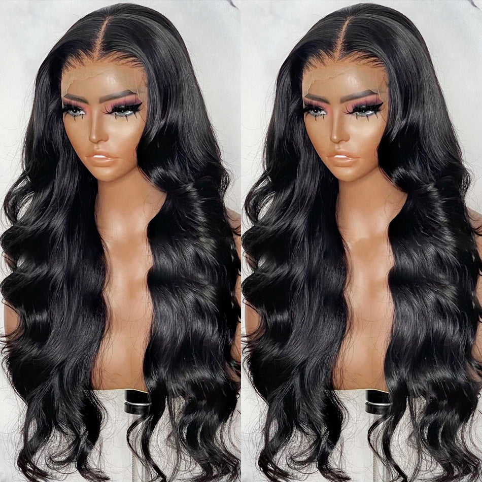 Front Lace Wig Women with Long Black Curly Hair — detail view