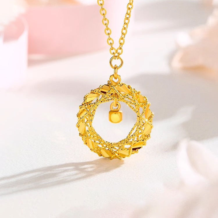 Gold Circle Net Design Necklace for Women Jewelry — main product view