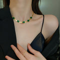 Green Stone Crytal Snake Chain Multilayer Necklace for Women Pendant Boho — product detail