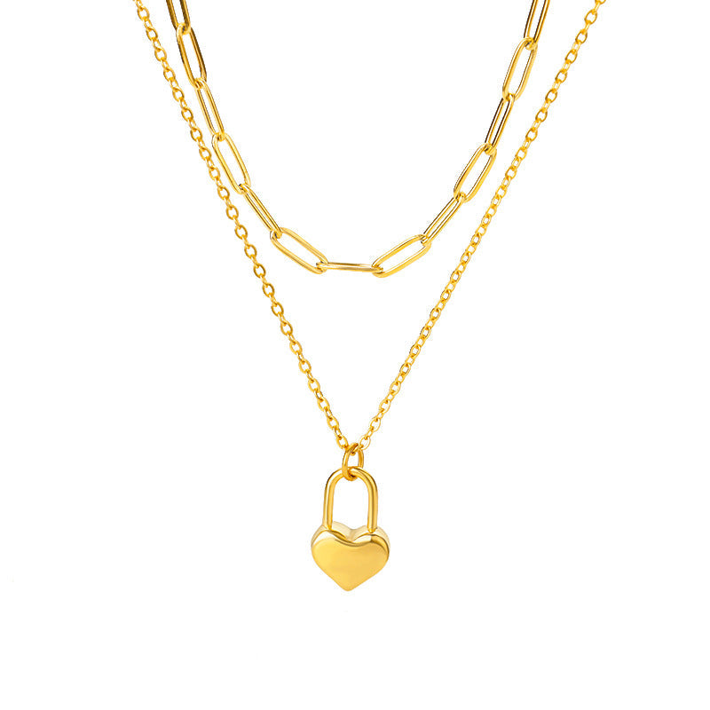 Multilayer Heart Pendant Necklaces for Women Stainless Steel Chain Choker Zircon Moon Star Necklace Jewelry — main product view