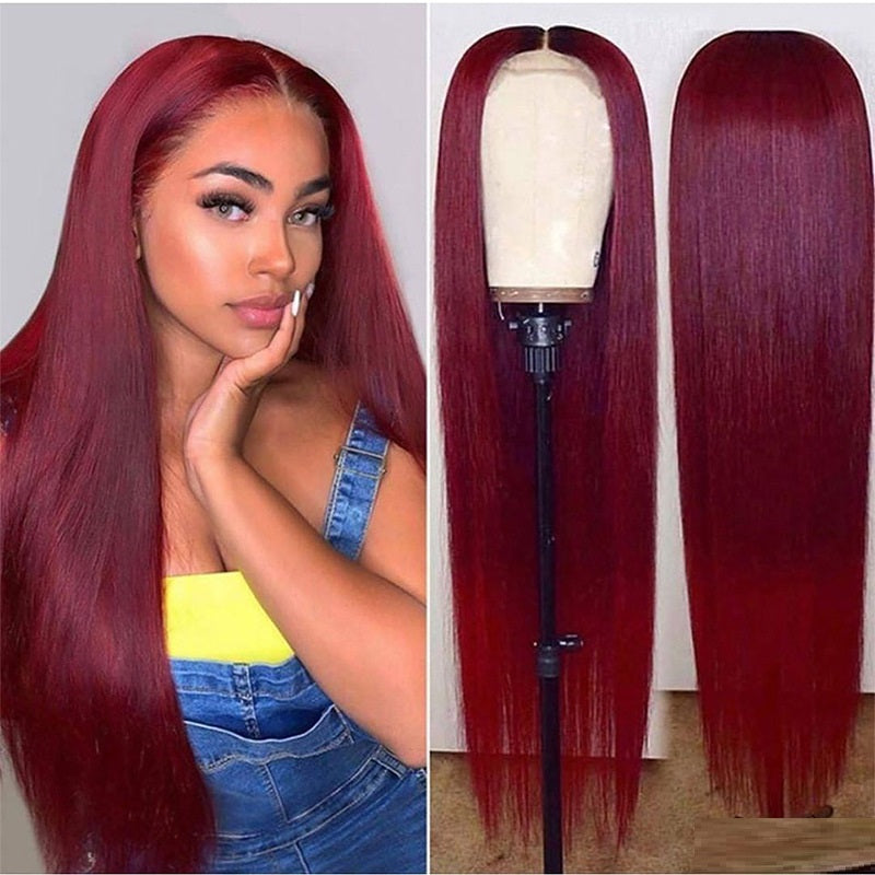 Full Wig Long Straight Front Lace Wig Smooth Hair — detail view