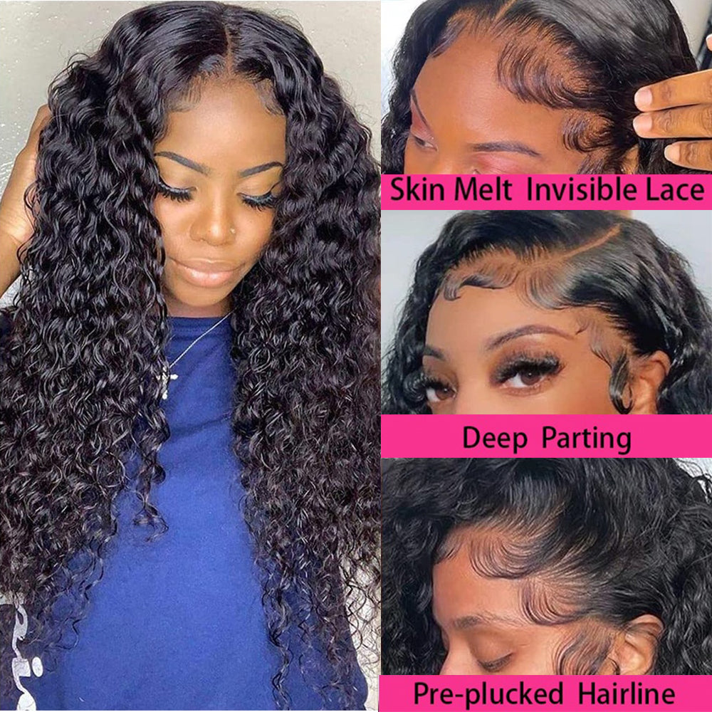 Deep Wave T Part Frontal Wig Human Hair Wig — detail view