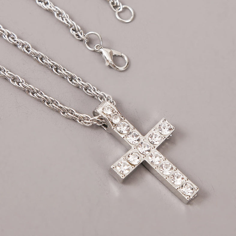 Cross Pendant Necklaces for Women Punk Hiphop Rope Chain On Neck Rapper Jewelry — alternate detail