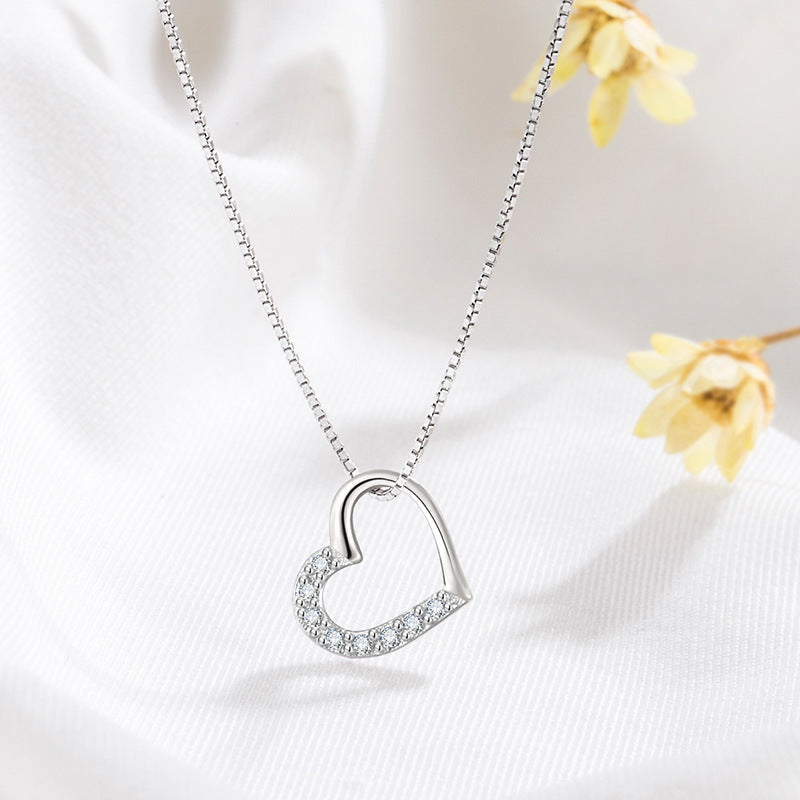 S925 Sterling Silver Love Heart Pendant Necklace for Women Gold Color Clavicle Chain Jewelry — additional product view