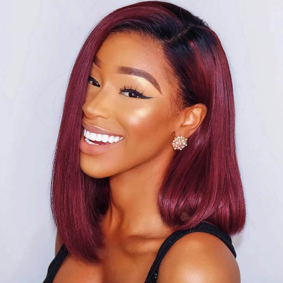 Short Straight 1B-99J Colored Bob Human Hair Wig — main product view