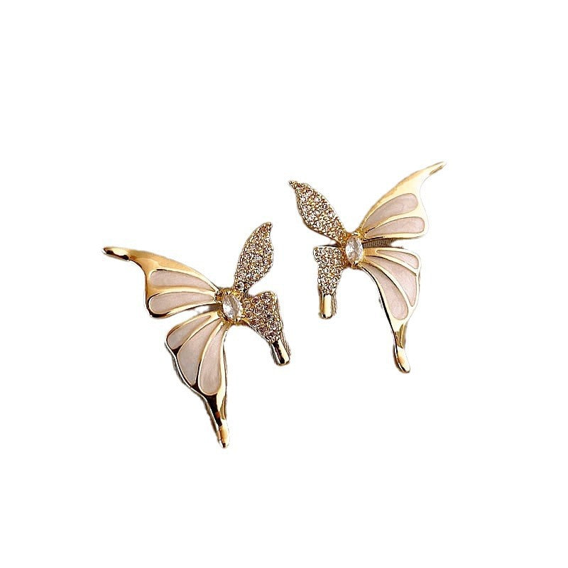 Rhinestone Dripped Butterflies Stud Earrings Sweet Everyday Versatile Jewelry for Women — main product view