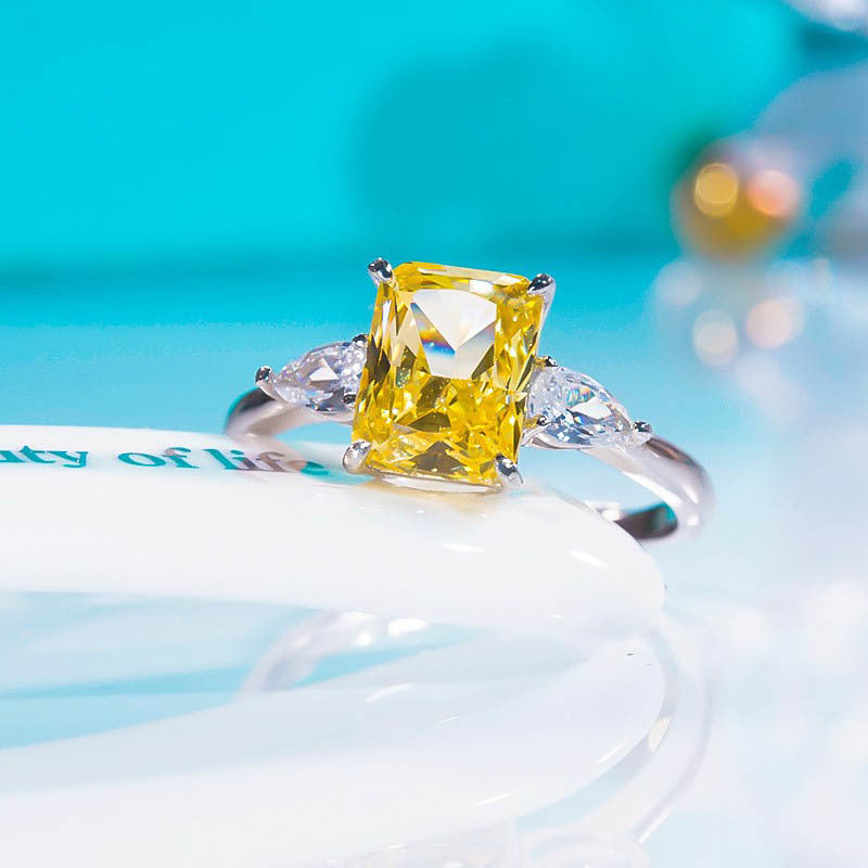 S925 Colorful Rectangular Rhinestone Ring Love Rings for Women Jewelry — additional product view