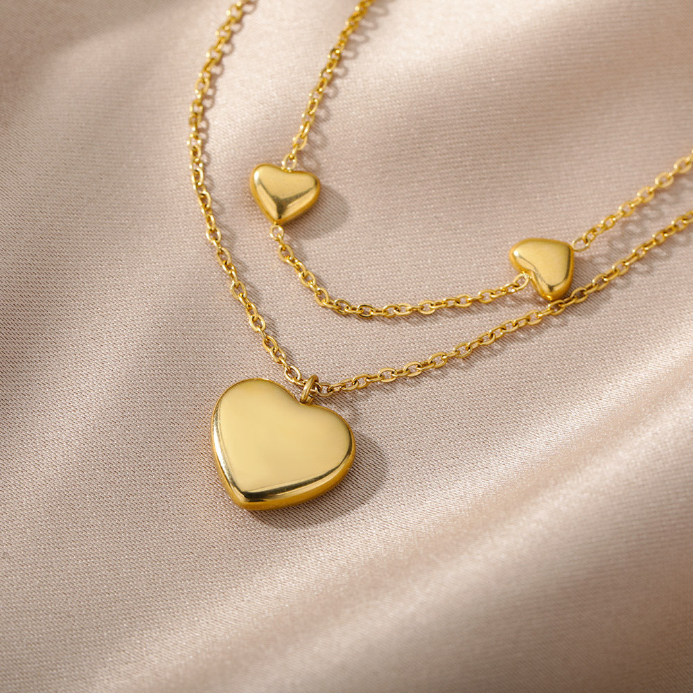 Multilayer Heart Pendant Necklaces for Women Stainless Steel Chain Choker Zircon Moon Star Necklace Jewelry — product detail