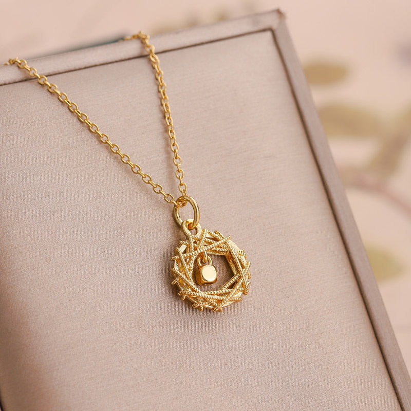 Gold Circle Net Design Necklace for Women Jewelry — alternate product view