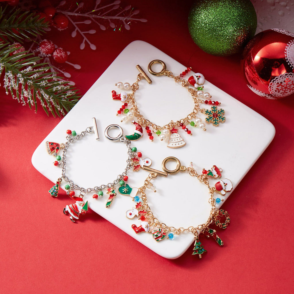 Personalized Christmas Bracelet Christmas Tree Santa Claus Pendant Bracelet for Women Jewelry — alternate detail